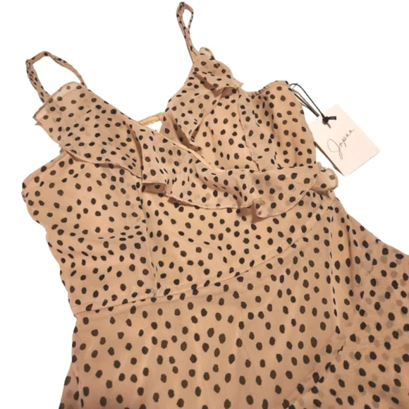 New Japna Tan Colored Polka Dot Romper Dress size M Spring Summer - Picture 4 of 9
